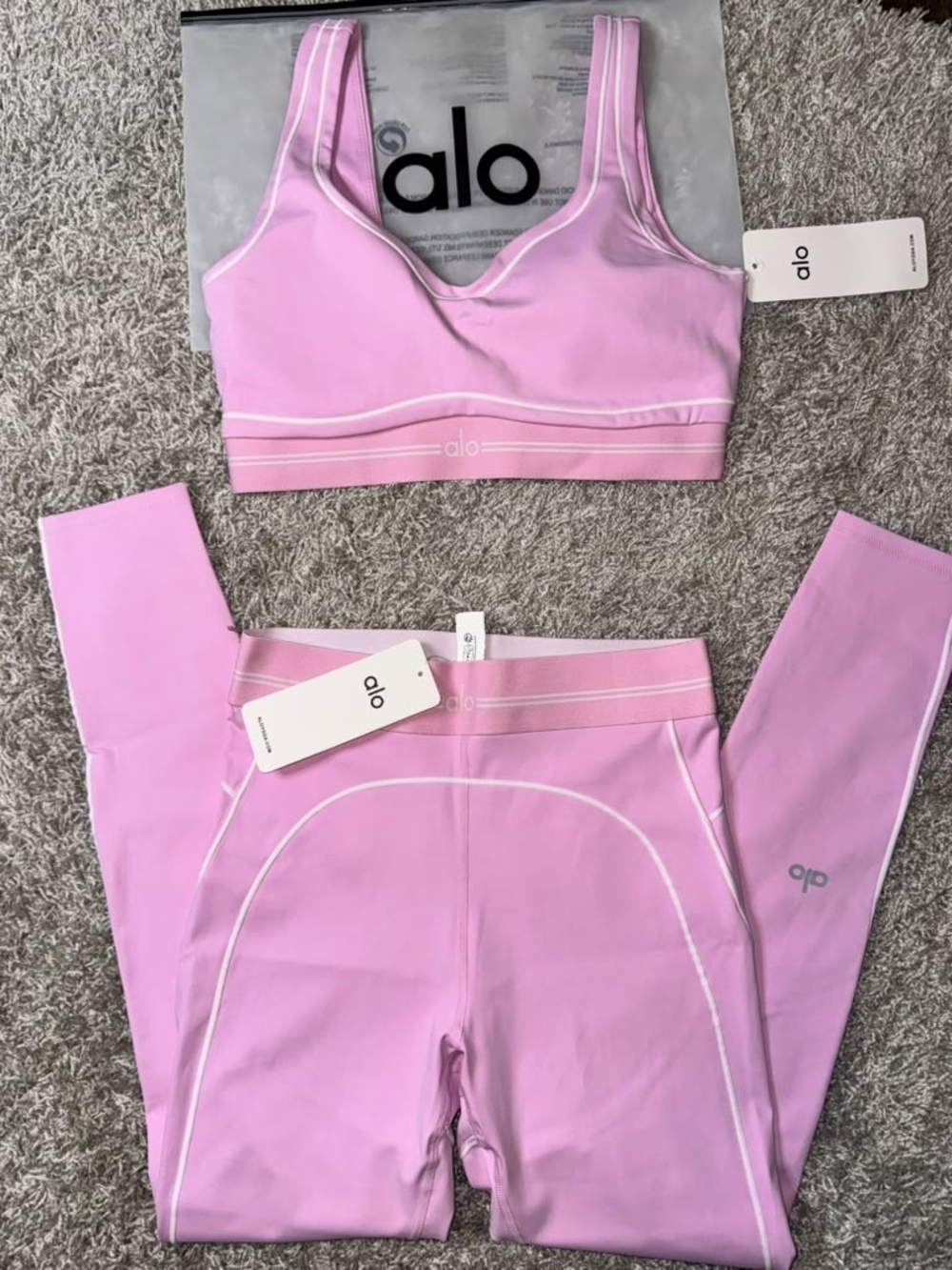Alo Yoga Pink Activewear Set – Sports Bra & Leggings Size L